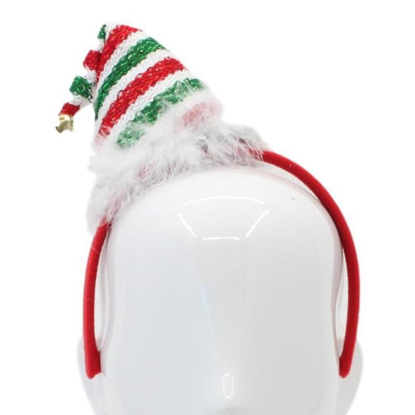 Christmas headband style: Santa Hat with Bell (Red White Green), novelty party headband