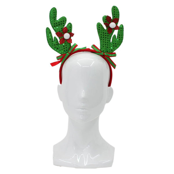 Christmas headband style: Reindeer Antlers Large Green, novelty party headband