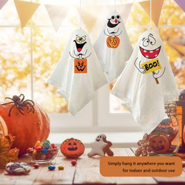 Halloween Spooky Scary Party Pack of 3 Hanging Ghost Decorations Indoor Outdoor - Lets Party
