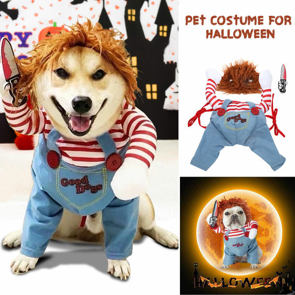 Halloween Pets Dog Cat Costume Party Chucky Cosplay Poppy Fancy Dress Jumpsuits - Lets Party