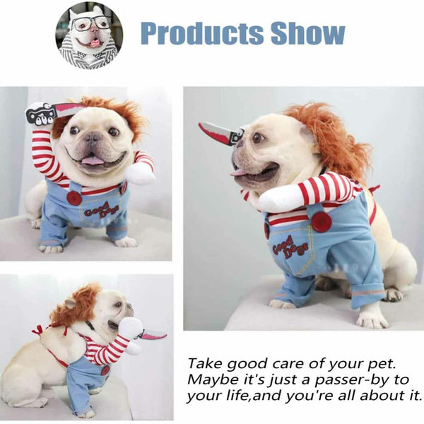 Halloween Pets Dog Cat Costume Party Chucky Cosplay Poppy Fancy Dress Jumpsuits - Lets Party