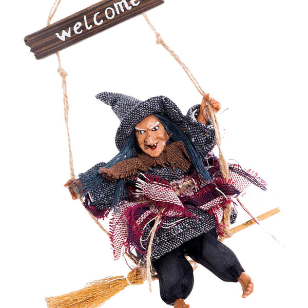 Hanging Flying Witch On Broom Ghost Ornament Halloween Party Door Welcome Decor - Lets Party