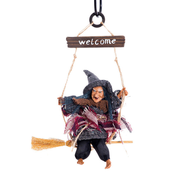 Hanging Flying Witch On Broom Ghost Ornament Halloween Party Door Welcome Decor - Lets Party