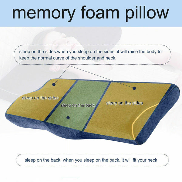 Health Care Memory Foam Neck Pillow Cushion Support Rebound Contour Pain Relief - Lets Party