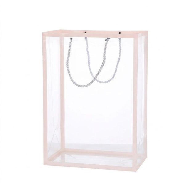 10PCS Clear Acrylic Gift Bags Floral Tote Bags Rope Handle Gift Packaging White Pink Black