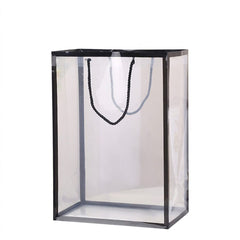 10PCS Clear Acrylic Gift Bags Floral Tote Bags Rope Handle Gift Packaging White Pink Black