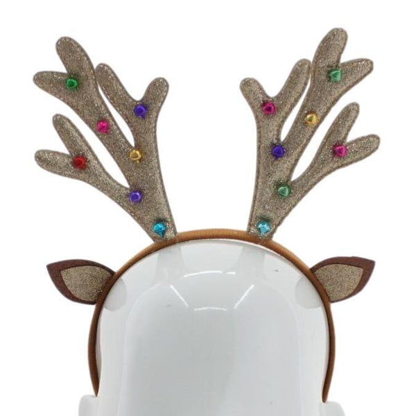 Christmas headband style: Reindeer Antlers with Bells (Brown), novelty party headband