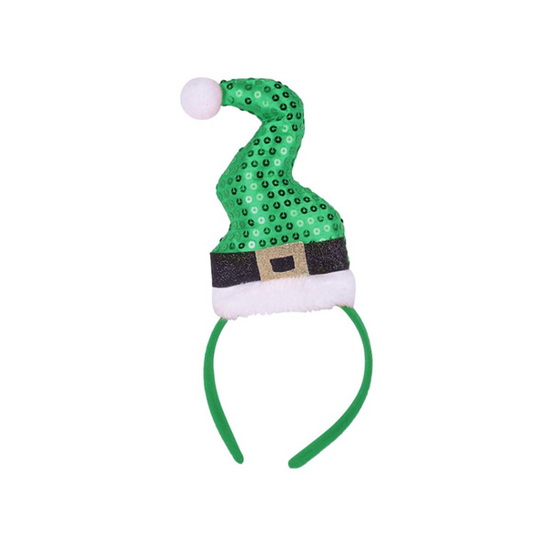 Christmas headband style: Elf Hat with Sequins (Green), novelty party headband