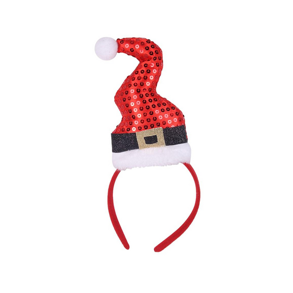Christmas headband style: Santa Hat with Sequins Buckle, novelty party headband