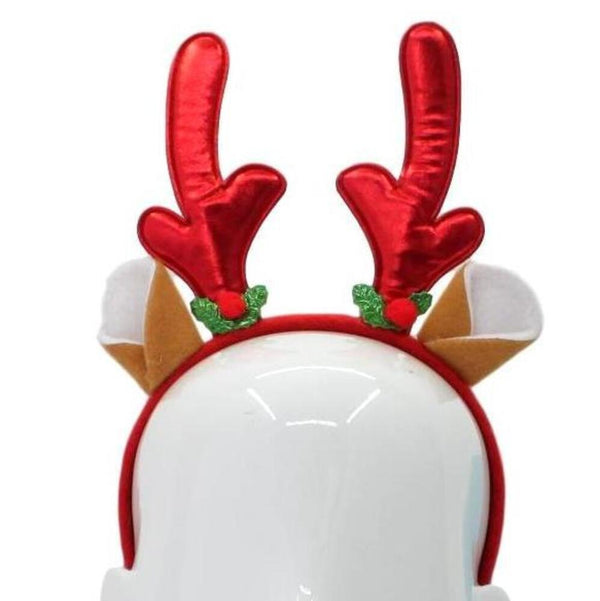 Christmas headband style: Reindeer Antlers & Ears (Red), novelty party headband