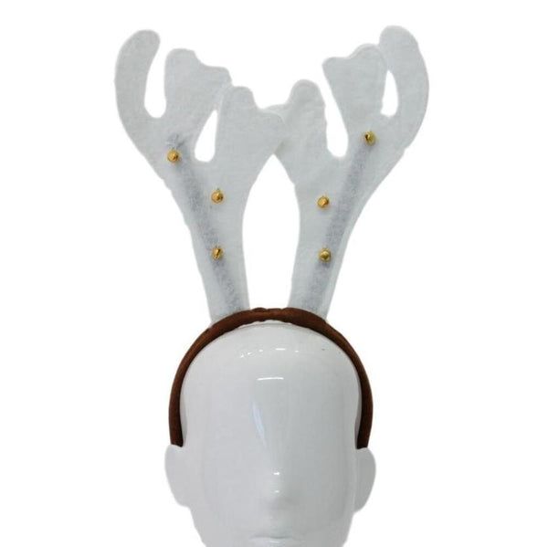 Christmas headband style: Antlers with Bells (White), novelty party headband