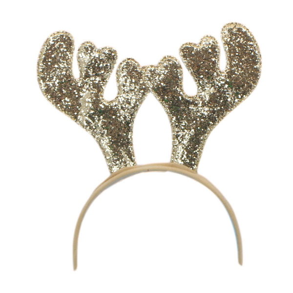 Christmas headband style: Glitter Antler Gold, novelty party headband