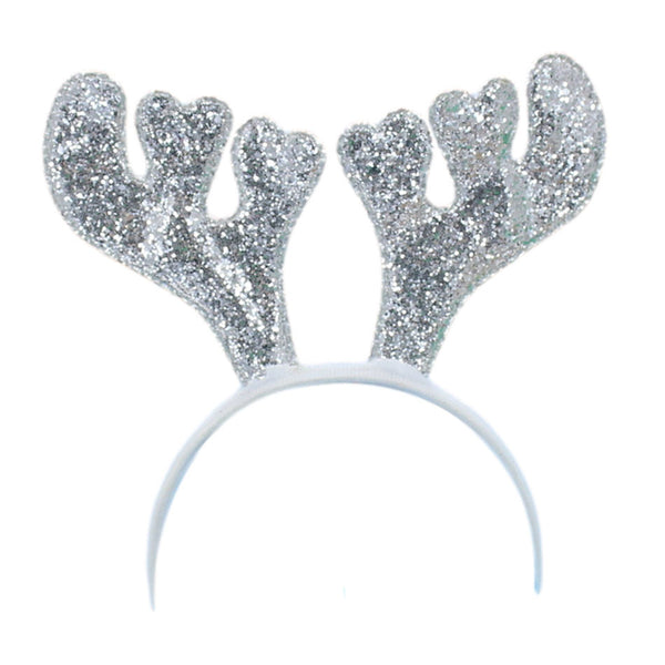 Christmas headband style: Glitter Antler Silver, novelty party headband