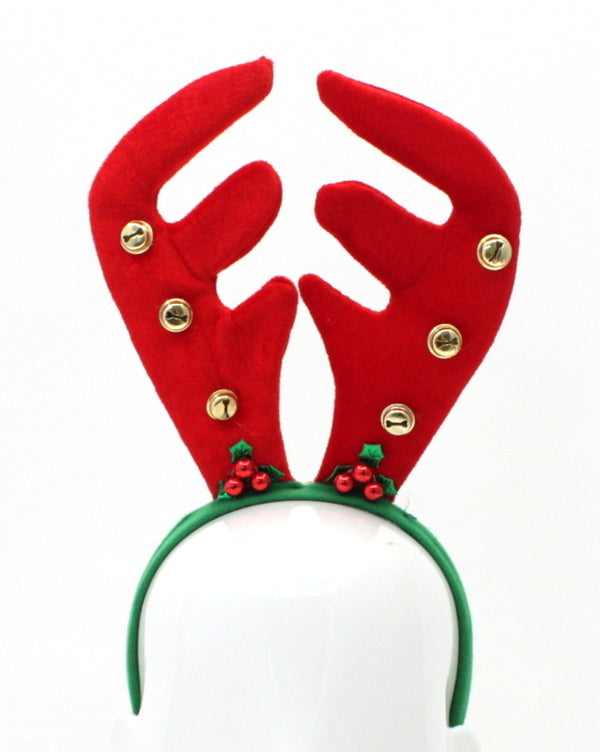 Christmas headband style: Reindeer Antlers with Bells Large, novelty party headband