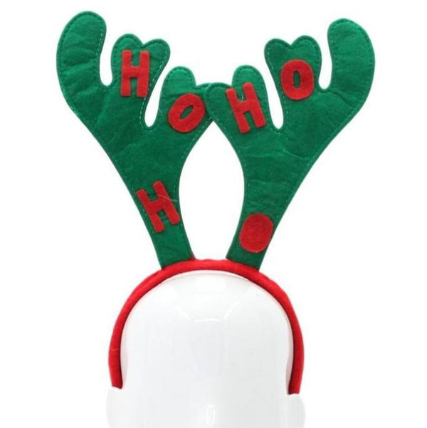 Christmas headband style: Antlers with Hohoho (Green), novelty party headband