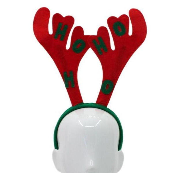 Christmas headband style: Antlers with Hohoho (Red), novelty party headband