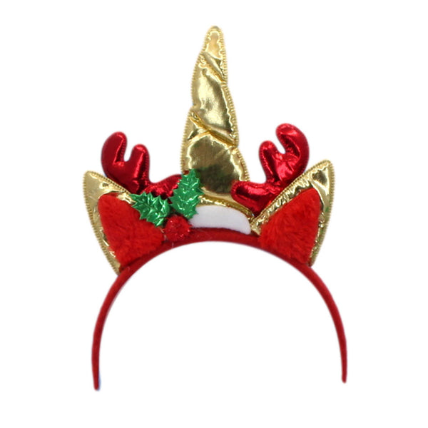 Christmas headband style: Reindeer Antlers & Ears (Gold), novelty party headband
