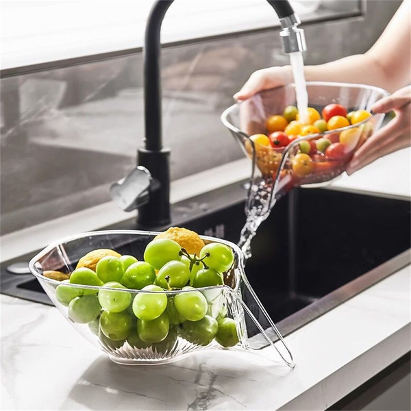 Multi-functional Drain Bowl Drain Basket Fruit Drain Wash Tool Kitchen AU