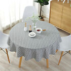 Geometric Cotton Linen Round Table Cloth Tassel Trim Dining Table Cover Deco AU