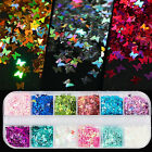 12 Grids Butterfly Shape Nail Flakes 3D Holo Laser Glitter Sequin Nail Decor New