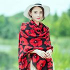 Women Ladies Poppy Print Floral Scarf Remembrance Day Poppies Scarves Wrap Shawl