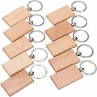 10Pcs Blank Rectangle Wooden Key Chain DIY Wood Keyrings Key Tags Friends Gifts