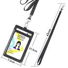 Leather ID Badge Lanyard Holder Vertical Double Card Wallet PU Office Bus Card