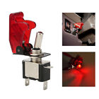 5pcs On/Off Toggle Switch RED LED Light w/ Missile Cover Heavy Duty SPST 12V/20A