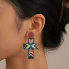 Vintage Cross Pattern Patchwork Earrings Colorful Boho Jewelry for Women Gift