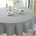 Geometric Cotton Linen Round Table Cloth Tassel Trim Dining Table Cover Deco AU
