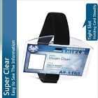 Vertical Armband Security ID Card Photo Badge Holder Clear + Black Elastic Strap