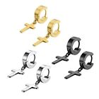 3 Pairs Cross Earrings Men Women Stainless Steel Hoop Round Fashion Jewelry Set