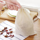 10-100Pcs Reusable 100% Cotton Mesh Filter Bags Spices Herbs Tea Soup Drawstring