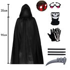 Grim Reaper Costume – Hooded Ghost Robe with Glowing Eyes (Adults & Kids)