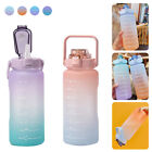 2L Sports Water Bottle Large Capacity Straw Time Motivational Cup Fitness Jugs