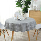 Geometric Cotton Linen Round Table Cloth Tassel Trim Dining Table Cover Deco AU