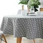 Geometric Cotton Linen Round Table Cloth Tassel Trim Dining Table Cover Deco AU