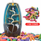 Backflow Ceramic Mountain Waterfall Smoke Incense Burner Cones Holder + 110 Cone