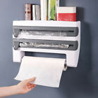 4in1 Kitchen Wrap Organizer Foil Cling Film Towel Holder Wall Mount Cutter AU