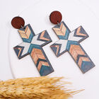 Vintage Cross Pattern Patchwork Earrings Colorful Boho Jewelry for Women Gift