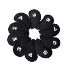 10 PCS Golf Head Cover Club Iron Putter Head Protector Neoprene Covers Set Black