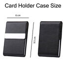 Business Card Holder Case Cover Black Leather Silver Metal Credit Card Magnetic