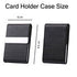 Business Card Holder Case Cover Black Leather Silver Metal Credit Card Magnetic