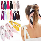 Boho Silk Bowknot Flower Elastic Hair Scarf Scrunchies Women Hair Bands Rope Tie