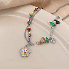 Colourful Flower Smiley Necklace Collarbone Chain Cheerful Women's Accessory