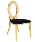 Stainless Steel Fashion Dining Chair Golden Metal Black Velvet Cushion Wedding