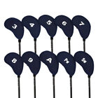 10 PCS Golf Head Cover Club Iron Putter Head Protector Neoprene Covers Set Black