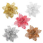 10 X Christmas Poinsettia Glitter Flower Tree Hanging Xmas Tree Party Decoration