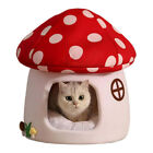 Winter Mushroom Cat House Cozy Sleeping Pet Bed for Cats Indoor Warm Pet House