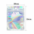 100PCS Rainbow Colour Holographic Storage Pouches Zipper Seal Foil Packaging Bag